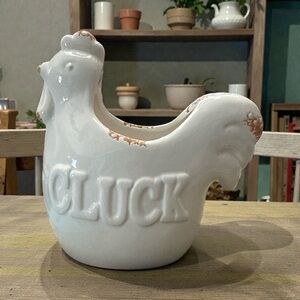 White Ceramic Rooster Planter